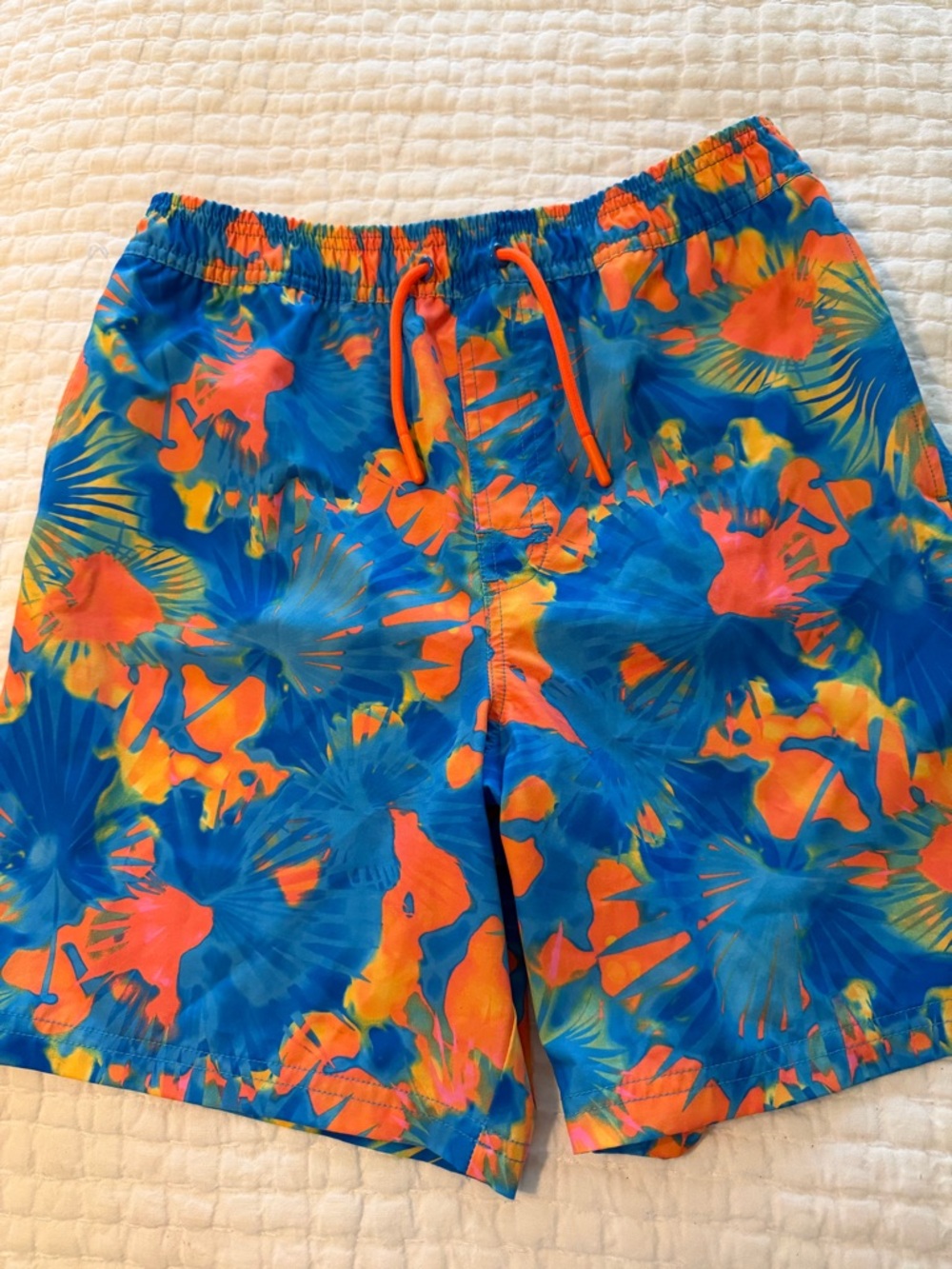 Boys Tropical Blue & Orange Floral Swim Shorts
